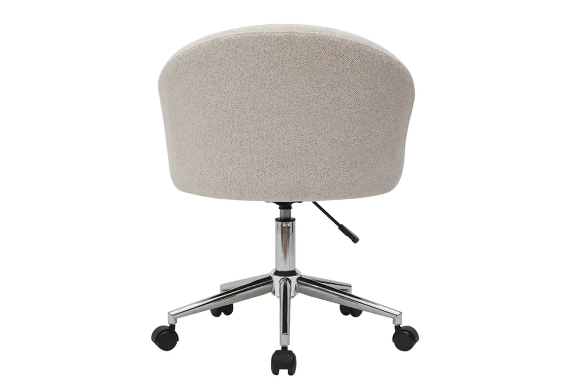 Sale Miliboo Silla de escritorio de diseño de terciopelo chenilla beige con ruedas RAVEN