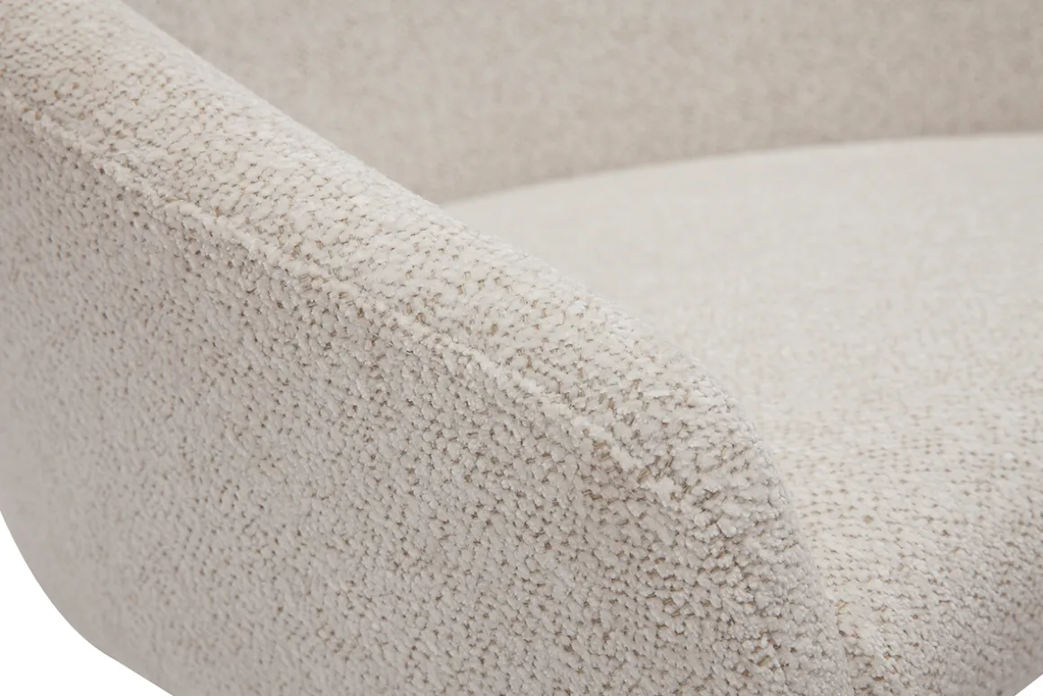 Sale Miliboo Silla de escritorio de diseño de terciopelo chenilla beige con ruedas RAVEN