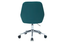 Sale Miliboo Silla de escritorio de diseño ajustable 360º de terciopelo azul petróleo y metal negro HOLO
