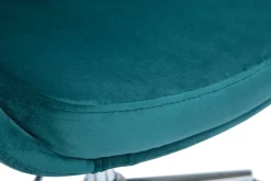 Sale Miliboo Silla de escritorio de diseño ajustable 360º de terciopelo azul petróleo y metal negro HOLO