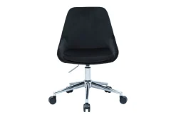 Clearance Miliboo Silla de escritorio de diseño ajustable 360º de terciopelo negro y acero cromado HOLO