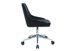 Clearance Miliboo Silla de escritorio de diseño ajustable 360º de terciopelo negro y acero cromado HOLO