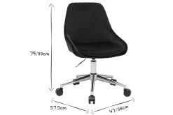 Clearance Miliboo Silla de escritorio de diseño ajustable 360º de terciopelo negro y acero cromado HOLO