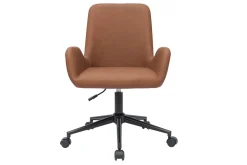 Cheap Miliboo Silla de escritorio de poliuretano marrón y metal negro ALBAN