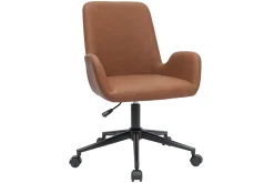 Cheap Miliboo Silla de escritorio de poliuretano marrón y metal negro ALBAN