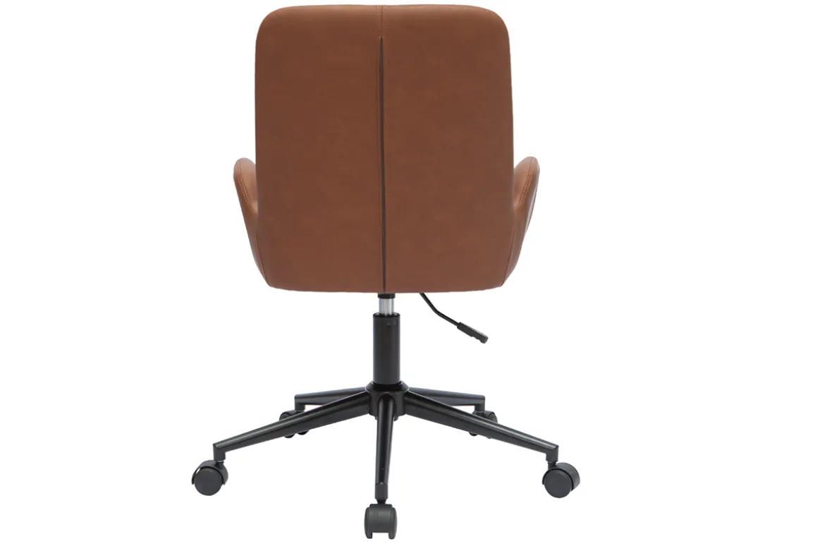 Cheap Miliboo Silla de escritorio de poliuretano marrón y metal negro ALBAN