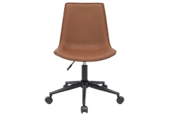 Cheap Miliboo Silla de escritorio de poliuretano marrón y metal negro LISON