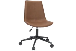 Cheap Miliboo Silla de escritorio de poliuretano marrón y metal negro LISON