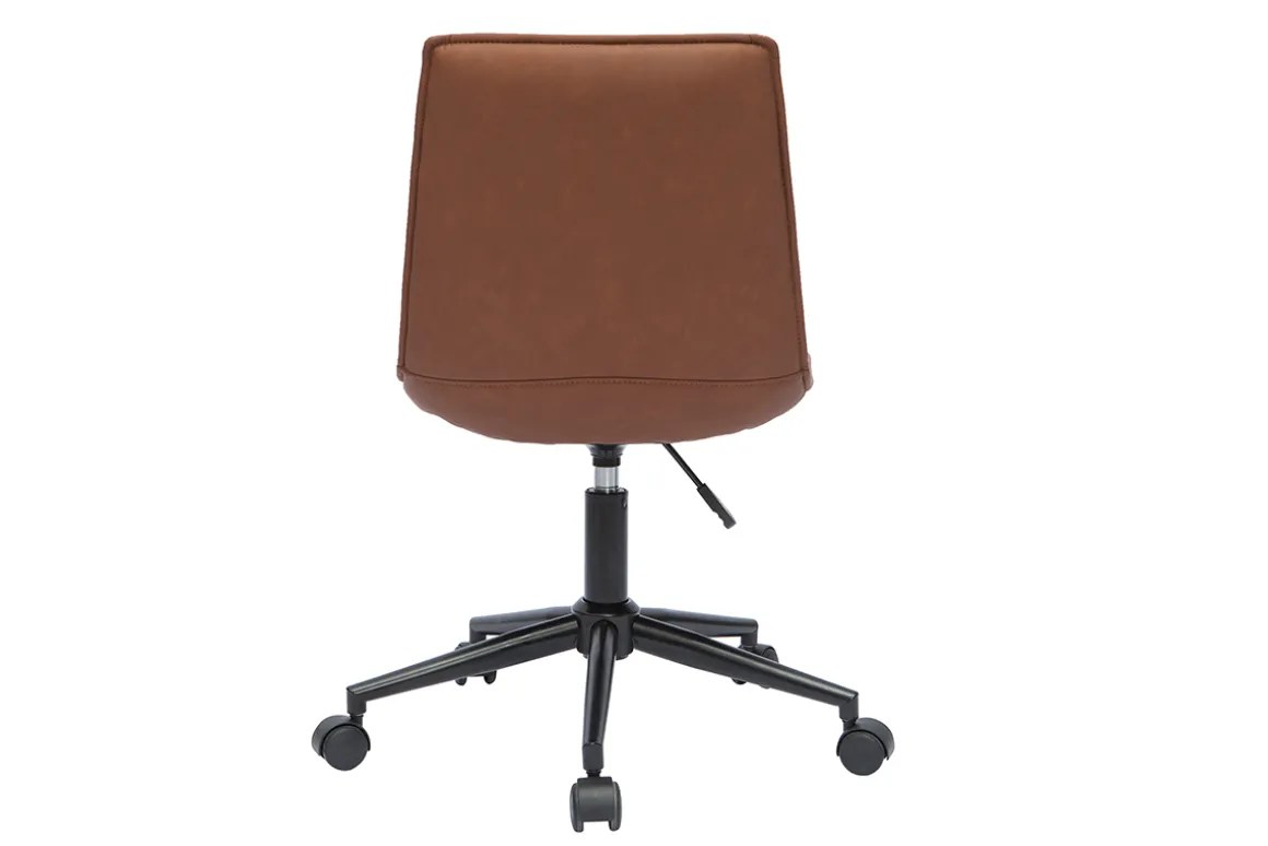 Cheap Miliboo Silla de escritorio de poliuretano marrón y metal negro LISON