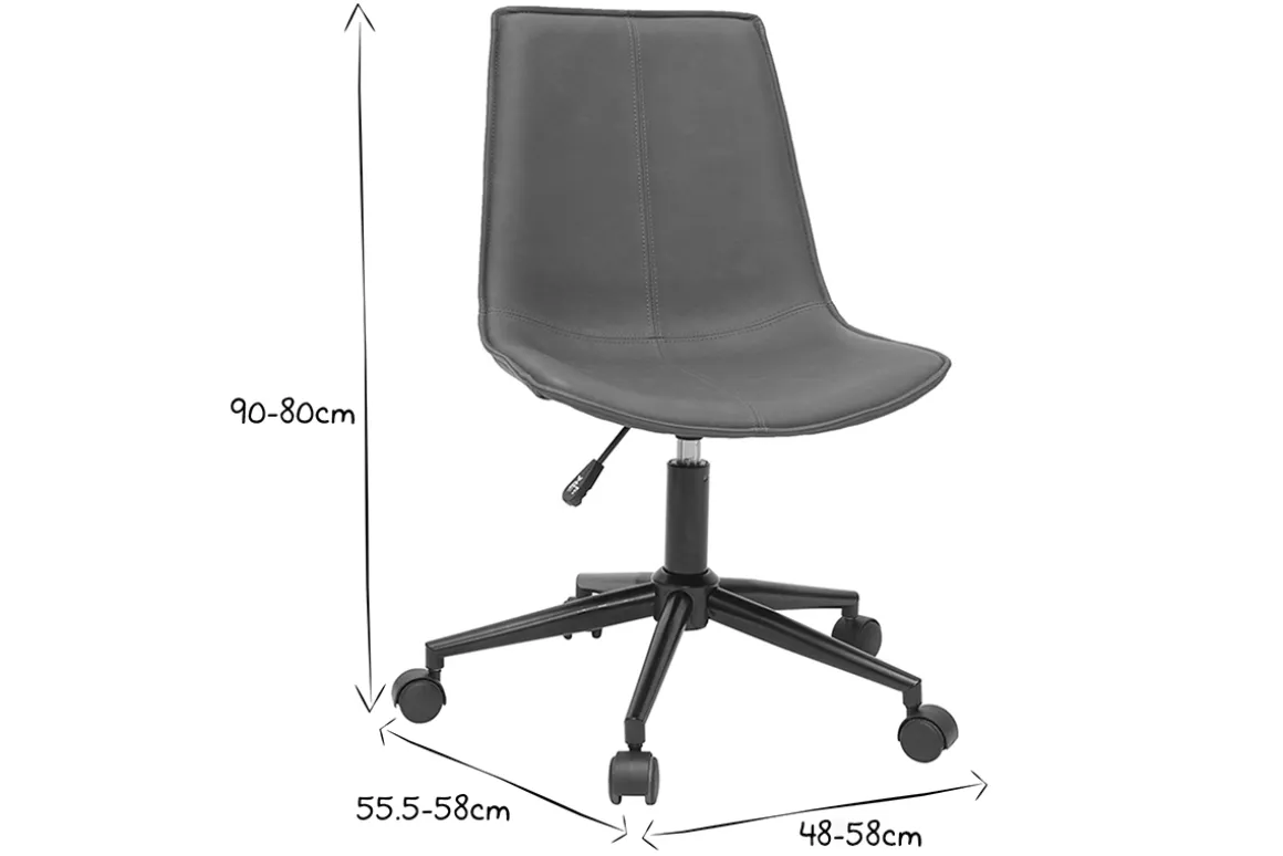 Cheap Miliboo Silla de escritorio de poliuretano marrón y metal negro LISON