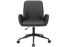 New Miliboo Silla de escritorio de poliuretano negro y metal negro ALBAN