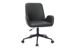 New Miliboo Silla de escritorio de poliuretano negro y metal negro ALBAN