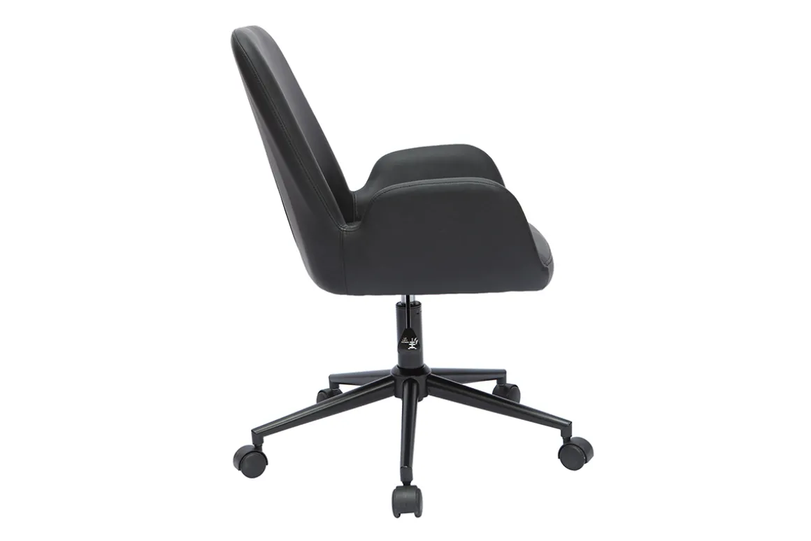 New Miliboo Silla de escritorio de poliuretano negro y metal negro ALBAN