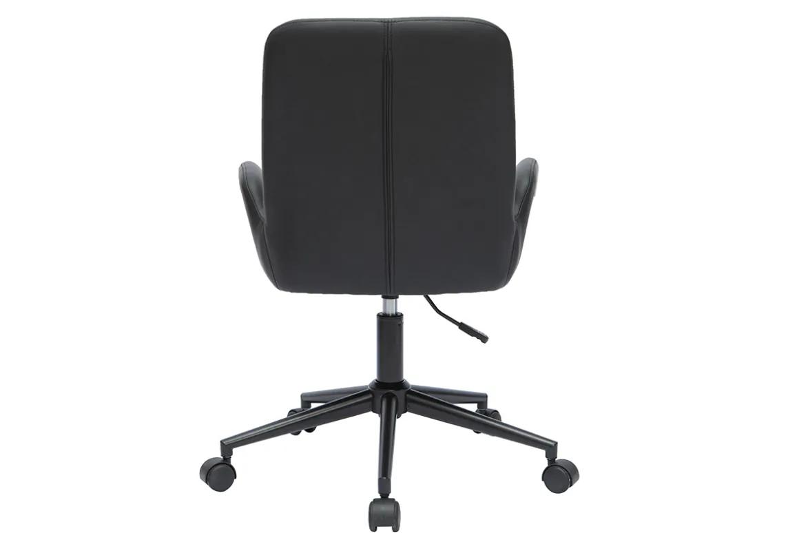 New Miliboo Silla de escritorio de poliuretano negro y metal negro ALBAN