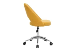 Fashion Miliboo Silla de escritorio de tejido efecto aterciopelado texturizado amarillo mostaza y pata cromada COSETTE