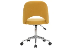 Fashion Miliboo Silla de escritorio de tejido efecto aterciopelado texturizado amarillo mostaza y pata cromada COSETTE