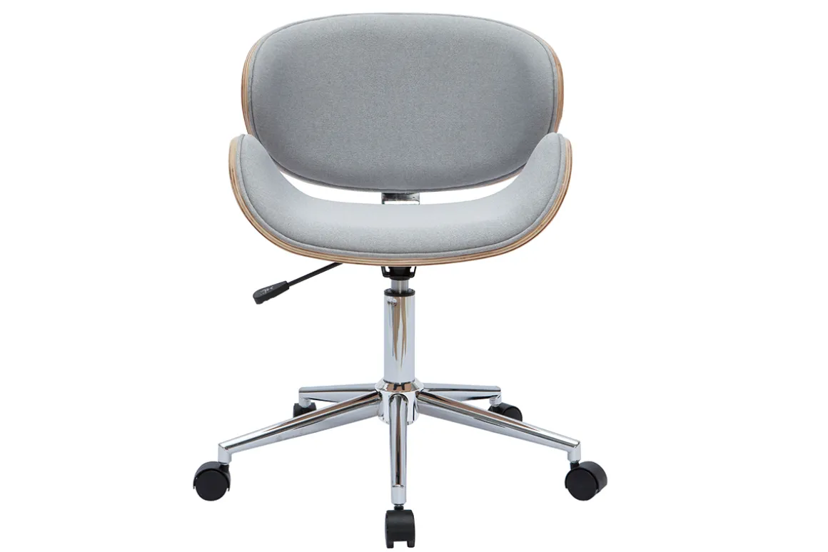Online Miliboo Silla de escritorio diseño gris claro y madera clara WALNUT