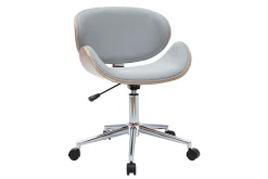 Online Miliboo Silla de escritorio diseño gris claro y madera clara WALNUT