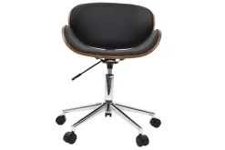 Online Miliboo Silla de escritorio diseño negro y madera WALNUT