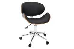 Online Miliboo Silla de escritorio diseño negro y madera WALNUT