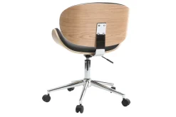 Outlet Miliboo Silla de escritorio diseño PU negro y madera clara WALNUT