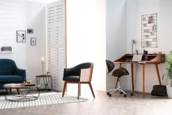 New Miliboo Silla de escritorio diseño blanco y madera WALNUT