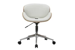 Shop Miliboo Silla de escritorio diseño PU blanco y madera clara WALNUT