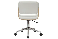 Store Miliboo Silla de escritorio giratoria blanca con madera clara ARAMON