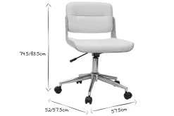 Store Miliboo Silla de escritorio giratoria blanca con madera clara ARAMON