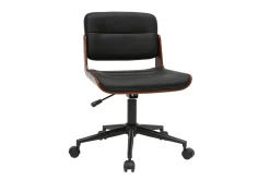 Best Sale Miliboo Silla de escritorio giratoria negra con madera oscura ARAMON