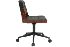 Best Sale Miliboo Silla de escritorio giratoria negra con madera oscura ARAMON