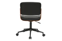 Best Sale Miliboo Silla de escritorio giratoria negra con madera oscura ARAMON