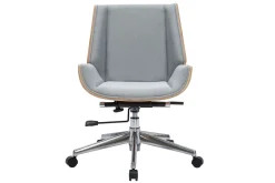 Best Sale Miliboo Silla de escritorio madera clara y gris claro CURVED