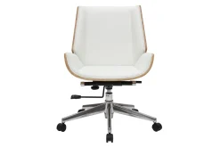Fashion Miliboo Silla de escritorio madera clara y blanca CURVED