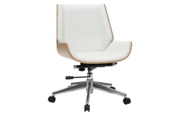 Fashion Miliboo Silla de escritorio madera clara y blanca CURVED