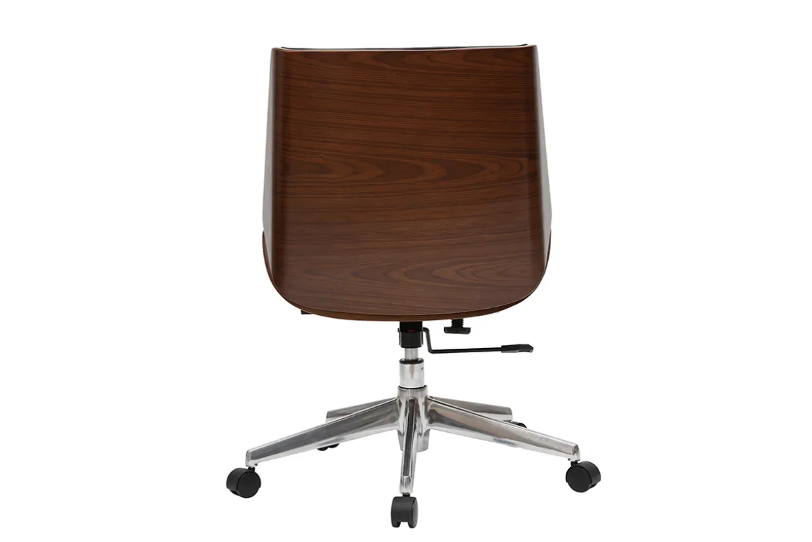 Store Miliboo Silla de escritorio madera oscura y negra CURVED