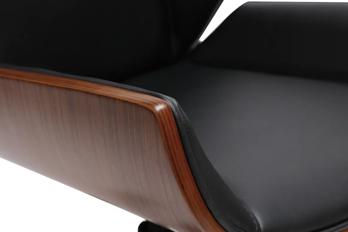 Store Miliboo Silla de escritorio madera oscura y negra CURVED