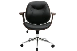 New Miliboo Silla de escritorio moderna negro y madera oscura YORKE