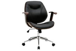 New Miliboo Silla de escritorio moderna negro y madera oscura YORKE