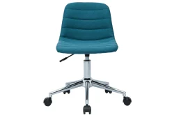 Store Miliboo Silla de escritorio moderna de tejido azul petróleo y acero cromado SAURY