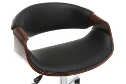 New Miliboo Silla de escritorio moderna polipiel negro y nogal ARAMIS