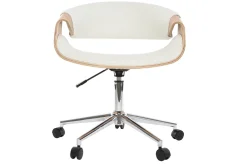 Online Miliboo Silla de escritorio moderna polipiel blanca/madera clara ARAMIS