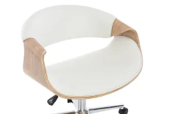 Online Miliboo Silla de escritorio moderna polipiel blanca/madera clara ARAMIS