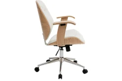 Store Miliboo Silla de escritorio moderna blanca y madera clara YORKE