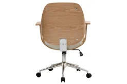 Store Miliboo Silla de escritorio moderna blanca y madera clara YORKE