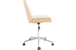Best Sale Miliboo Silla de escritorio moderna PU blanca y madera clara MELKIOR