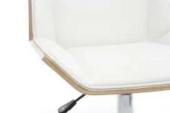 Best Sale Miliboo Silla de escritorio moderna PU blanca y madera clara MELKIOR