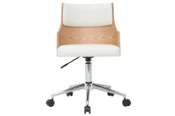 Online Miliboo Silla de escritorio moderna blanca y madera clara con cojín integrado MAYOL