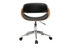 Hot Miliboo Silla de escritorio negro y madera clara con ruedas BENT