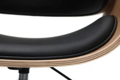 Hot Miliboo Silla de escritorio negro y madera clara con ruedas BENT